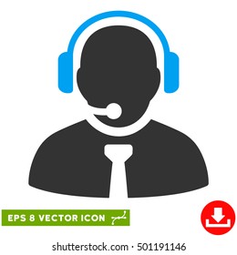 Support Manager EPS vector pictograph. Illustration style is flat iconic bicolor blue and gray symbol on white background.
