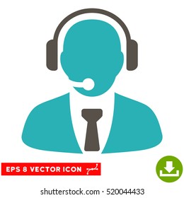 Support Manager EPS vector pictograph. Illustration style is flat iconic bicolor grey and cyan symbol on white background.