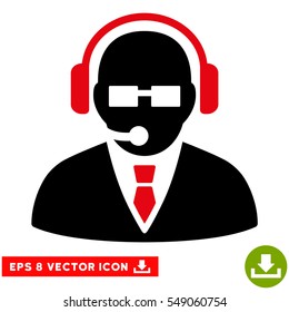 Support Manager EPS vector pictograph. Illustration style is flat iconic bicolor intensive red and black symbol on white background.