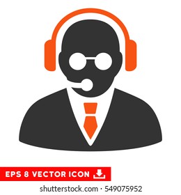 Support Manager EPS vector pictograph. Illustration style is flat iconic bicolor orange and gray symbol on white background.