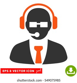 Support Manager EPS vector pictograph. Illustration style is flat iconic bicolor orange and gray symbol on white background.
