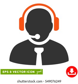 Support Manager EPS vector pictograph. Illustration style is flat iconic bicolor orange and gray symbol on white background.