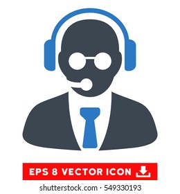 Support Manager EPS vector pictograph. Illustration style is flat iconic bicolor smooth blue symbol on white background.