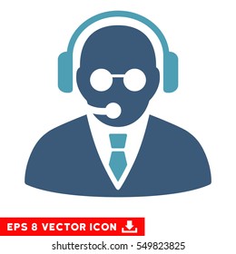 Support Manager EPS vector pictograph. Illustration style is flat iconic bicolor cyan and blue symbol on white background.