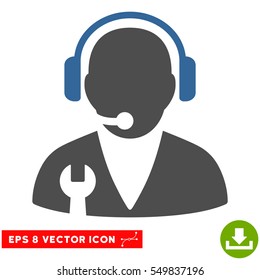 Support Manager EPS vector pictograph. Illustration style is flat iconic bicolor cobalt and gray symbol on white background.