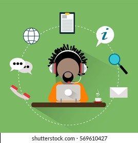 Support manager icon. Vector 24h customer support service icons concept. Flat style illustration