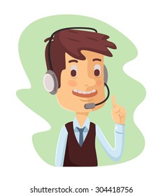 Support manager icon. Vector cartoon flat illustration