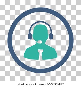 Support Manager icon. Vector illustration style is flat iconic bicolor symbol, cobalt and cyan colors, transparent background. Designed for web and software interfaces.
