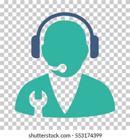 Support Manager icon. Vector pictogram style is a flat bicolor symbol, cobalt and cyan colors, chess transparent background. Designed for software and web interface toolbars and menus.