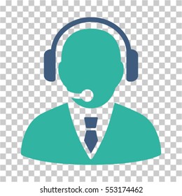 Support Manager icon. Vector pictogram style is a flat bicolor symbol, cobalt and cyan colors, chess transparent background. Designed for software and web interface toolbars and menus.