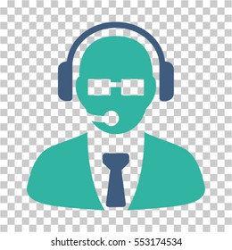 Support Manager icon. Vector pictogram style is a flat bicolor symbol, cobalt and cyan colors, chess transparent background. Designed for software and web interface toolbars and menus.