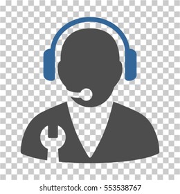Support Manager icon. Vector pictogram style is a flat bicolor symbol, cobalt and gray colors, chess transparent background. Designed for software and web interface toolbars and menus.
