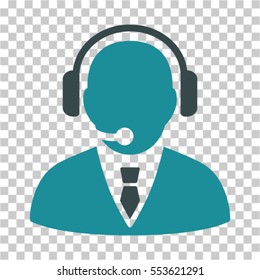 Support Manager icon. Vector pictogram style is a flat bicolor symbol, soft blue colors, chess transparent background. Designed for software and web interface toolbars and menus.