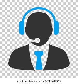 Support Manager icon. Vector pictograph style is a flat bicolor symbol, blue and gray colors, chess transparent background. Designed for software and web interface toolbars and menus.