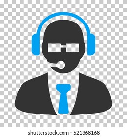 Support Manager icon. Vector pictograph style is a flat bicolor symbol, blue and gray colors, chess transparent background. Designed for software and web interface toolbars and menus.