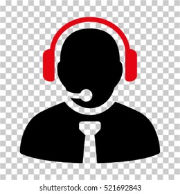 Support Manager icon. Vector pictograph style is a flat bicolor symbol, intensive red and black colors, chess transparent background. Designed for software and web interface toolbars and menus.