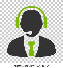Support Manager icon. Vector pictograph style is a flat bicolor symbol, eco green and gray colors, chess transparent background. Designed for software and web interface toolbars and menus.