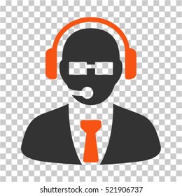 Support Manager icon. Vector pictograph style is a flat bicolor symbol, orange and gray colors, chess transparent background. Designed for software and web interface toolbars and menus.