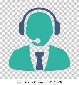 Support Manager icon. Vector pictograph style is a flat bicolor symbol, cobalt and cyan colors, chess transparent background. Designed for software and web interface toolbars and menus.