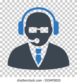 Support Manager icon. Vector pictograph style is a flat bicolor symbol, smooth blue colors, chess transparent background. Designed for software and web interface toolbars and menus.