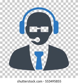 Support Manager icon. Vector pictograph style is a flat bicolor symbol, smooth blue colors, chess transparent background. Designed for software and web interface toolbars and menus.