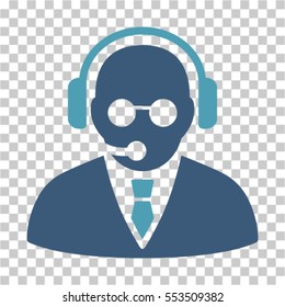 Support Manager icon. Vector pictograph style is a flat bicolor symbol, cyan and blue colors, chess transparent background. Designed for software and web interface toolbars and menus.