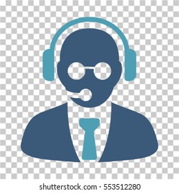 Support Manager icon. Vector pictograph style is a flat bicolor symbol, cyan and blue colors, chess transparent background. Designed for software and web interface toolbars and menus.