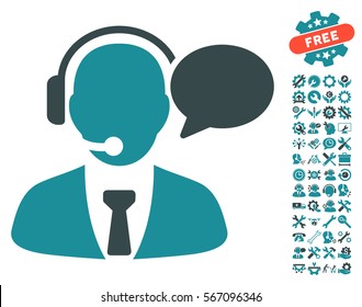 Support Manager Message icon with bonus configuration design elements. Vector illustration style is flat iconic soft blue symbols on white background.
