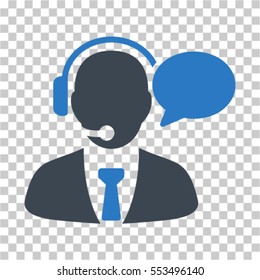 Support Manager Message icon. Vector pictogram style is a flat bicolor symbol, smooth blue colors, chess transparent background. Designed for software and web interface toolbars and menus.