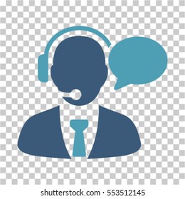 Support Manager Message icon. Vector pictogram style is a flat bicolor symbol, cyan and blue colors, chess transparent background. Designed for software and web interface toolbars and menus.
