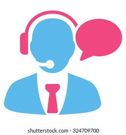 Support Manager Message vector icon. Style is bicolor flat symbol, pink and blue colors, rounded angles, white background.