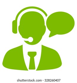 Support Manager Message vector icon. Style is flat symbol, eco green color, rounded angles, white background.