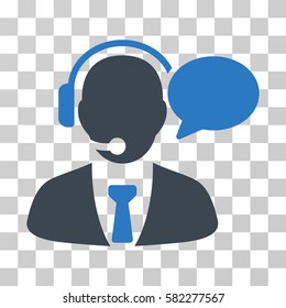 Support Manager Message vector pictograph. Illustration style is a flat iconic bicolor smooth blue symbol on a transparent background.