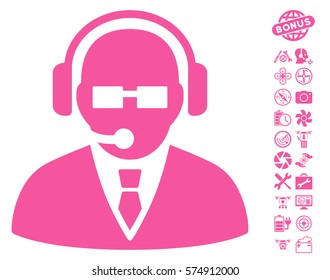 Support Manager pictograph with bonus nanocopter tools pictograph collection. Vector illustration style is flat iconic symbols on white background.