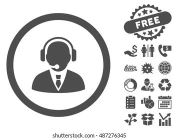 Support Manager pictograph with free bonus pictogram. Vector illustration style is flat iconic symbols, gray color, white background.