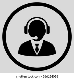 Support Manager vector icon. Call center worker pictograph. Style is flat circled symbol, color, rounded angles, white background.