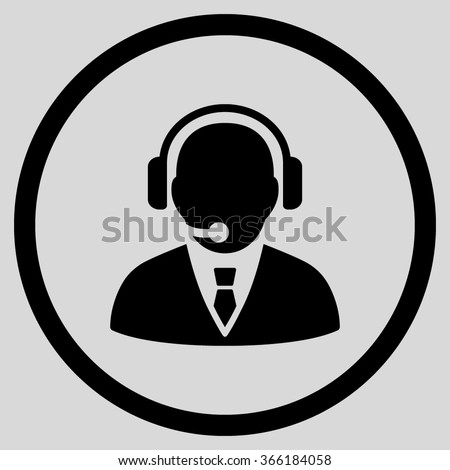 Support Manager vector icon. Call center worker pictograph. Style is flat circled symbol, color, rounded angles, white background.