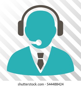 Support Manager vector icon. Illustration style is flat iconic bicolor grey and cyan symbol on a hatch transparent background.