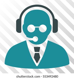Support Manager vector icon. Illustration style is flat iconic bicolor soft blue symbol on a hatch transparent background.