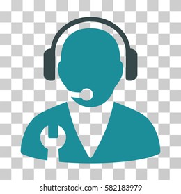 Support Manager vector icon. Illustration style is a flat iconic bicolor soft blue symbol on a transparent background.