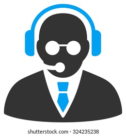 Support Manager vector icon. Style is bicolor flat symbol, blue and gray colors, rounded angles, white background.