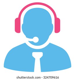Support Manager vector icon. Style is bicolor flat symbol, pink and blue colors, rounded angles, white background.