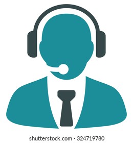 Support Manager vector icon. Style is bicolor flat symbol, soft blue colors, rounded angles, white background.