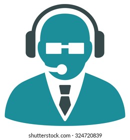 Support Manager vector icon. Style is bicolor flat symbol, soft blue colors, rounded angles, white background.