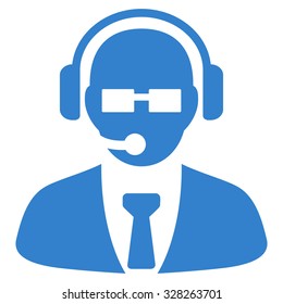 Support Manager vector icon. Style is flat symbol, cobalt color, rounded angles, white background.