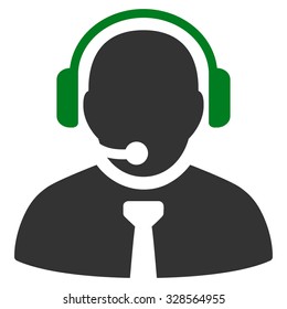Support Manager vector icon. Style is bicolor flat symbol, green and gray colors, rounded angles, white background.