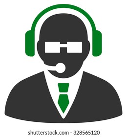 Support Manager vector icon. Style is bicolor flat symbol, green and gray colors, rounded angles, white background.