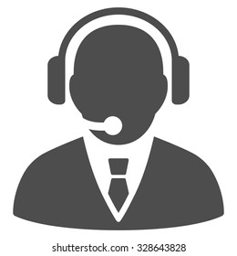 Support Manager vector icon. Style is flat symbol, gray color, rounded angles, white background.