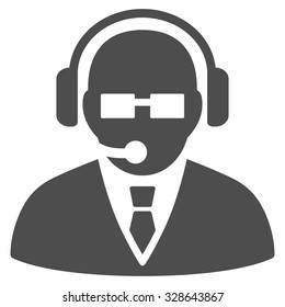 Support Manager vector icon. Style is flat symbol, gray color, rounded angles, white background.