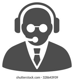 Support Manager vector icon. Style is flat symbol, gray color, rounded angles, white background.